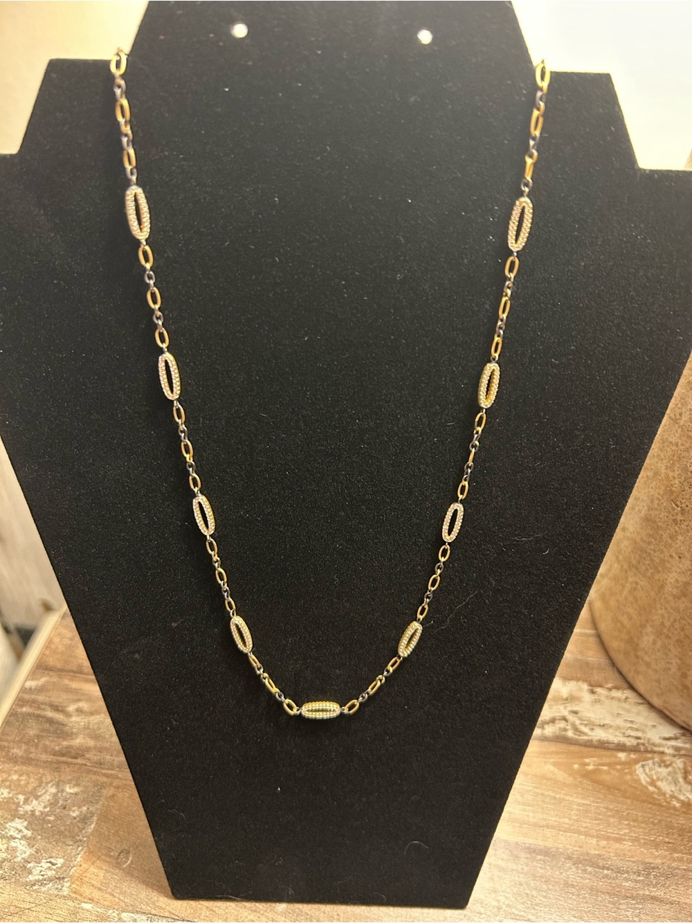 Frieda Rothman Black & Gold-Tone Oval Link 24” Necklace